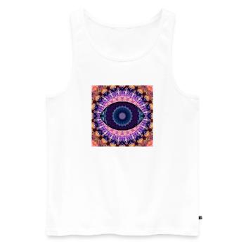 Mandala oculaire kaléidoscopique - Débardeur bio Premium Homme - blanc - Devant - AI Model Male 178 light (178cm)