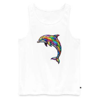 Bunter Mosaik-Delfin Abstraktes Ocean Art Design - Männer Premium Bio Tank Top - Weiß - Vorne - Michal (187cm)