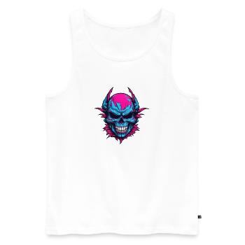 Neon Devil's Skull - Men's Premium Organic Tank Top - white - Front - AI Model Male 178 light (178cm)