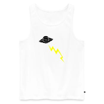 UFO Invasion Lightning Attack Alien Vector - Men's Premium Organic Tank Top - white - Front - AI Model Male 178 light (178cm)
