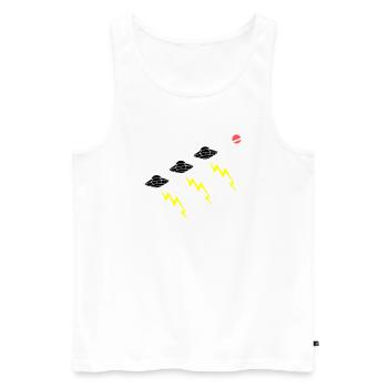 UFO Invasion Lightning Attack Alien Vector - Men's Premium Organic Tank Top - white - Front - AI Model Male 178 light (178cm)
