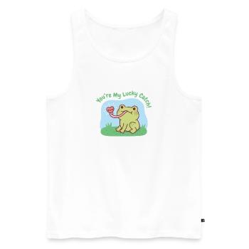 Cute Frog Catches Heart You Are My Lucky Catch - Men's Premium Organic Tank Top - white - Front - Michal (187cm)