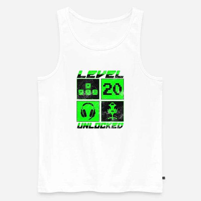 level 20 unlocked - Männer Premium Bio Tank Top - Weiß