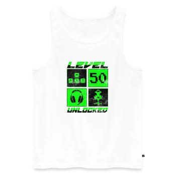 Level 50 unlocked - Gamer - Geburtstag - Geschenk - Männer Premium Bio Tank Top - Weiß - Vorne - AI Model Male 178 light (178cm)