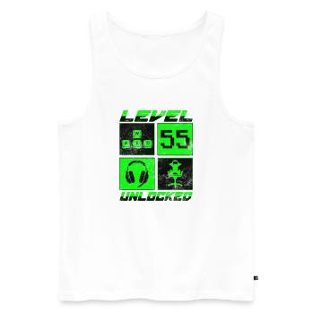 Geburtstag Geschenk Level Unlocked 55 Jahre - Männer Premium Bio Tank Top - Weiß - Vorne - AI Model Male 178 light (178cm)