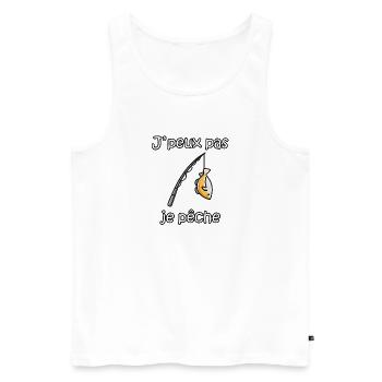 I Can't I Fish – Funny Fisherman Phrase - Men's Premium Organic Tank Top - white - Front - Michal (187cm)