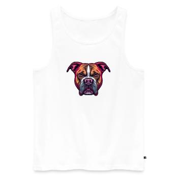 Neon Bulldog Head Illustration - Men's Premium Organic Tank Top - white - Front - Michal (187cm)