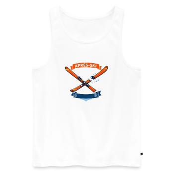 Comic Ski gekreuzt mit fröhlichem Banner - Männer Premium Bio Tank Top - Weiß - Vorne - AI Model Male 178 light (178cm)