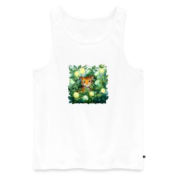 Tiger im Zitronenlaub - Männer Premium Bio Tank Top - Weiß - Vorne - Michal (187cm)