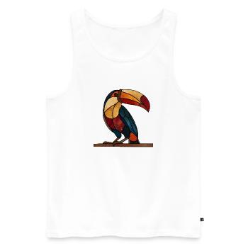Tukan im Glasmosaik-Stil Kunstvolles Vogel Design - Männer Premium Bio Tank Top - Weiß - Vorne - Michal (187cm)