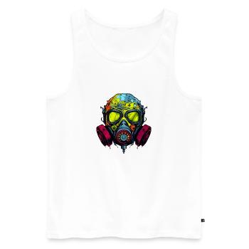 Graffiti sur le masque à gaz - Débardeur bio Premium Homme - blanc - Devant - Michal (187cm)