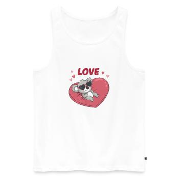Koala Amoureux sur Cœur Doux - Débardeur bio Premium Homme - blanc - Devant - Michal (187cm)