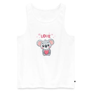 Koala Coeur Doux Amour Pastel - Débardeur bio Premium Homme - blanc - Devant - AI Model Male 178 light (178cm)