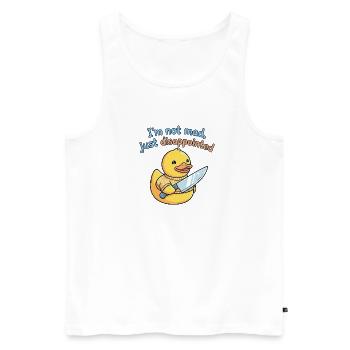 Disappointed duck with knife - Men's Premium Organic Tank Top - white - Front - AI Model Male 178 light (178cm)