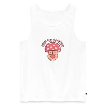 Süßes Pilz-Umarmungsherz Ich liebe dich So Mush Wortspiel - Männer Premium Bio Tank Top - Weiß - Vorne - AI Model Male 178 light (178cm)