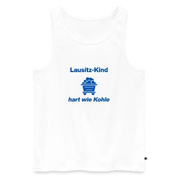 LAUSITZ-KIND: HART WIE KOHLE! - Männer Premium Bio Tank Top - Weiß - Vorne - AI Model Male 178 light (178cm)