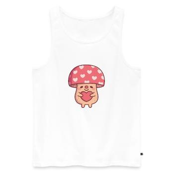 Süßer Pilz-Umarmungsherz-Valentinstag - Männer Premium Bio Tank Top - Weiß - Vorne - Michal (187cm)