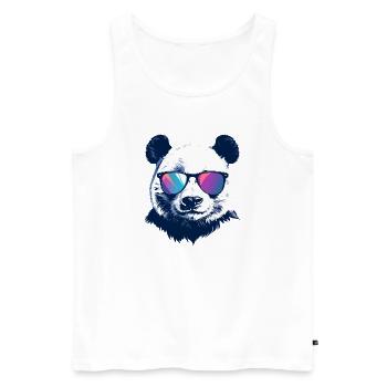 cooler Panda mit Neon Sonnenbrille Porträt Motiv - Männer Premium Bio Tank Top - Weiß - Vorne - AI Model Male 178 light (178cm)