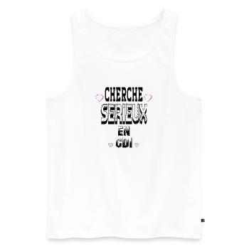 Suche nach einem ernsthaften unbefristeten Vertrag - Männer Premium Bio Tank Top - Weiß - Vorne - AI Model Male 178 light (178cm)