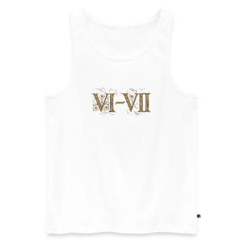 6 and 7: VI–VII Ornamental Roman numerals - Men's Premium Organic Tank Top - white - Front - Michal (187cm)