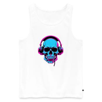 Neon Skull with Headphones - Men's Premium Organic Tank Top - white - Front - AI Model Male 178 light (178cm)