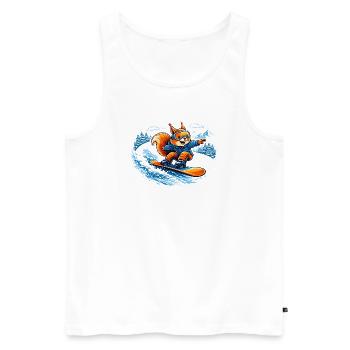Funny Snowboard Squirrel – Winter Fun - Men's Premium Organic Tank Top - white - Front - Michal (187cm)