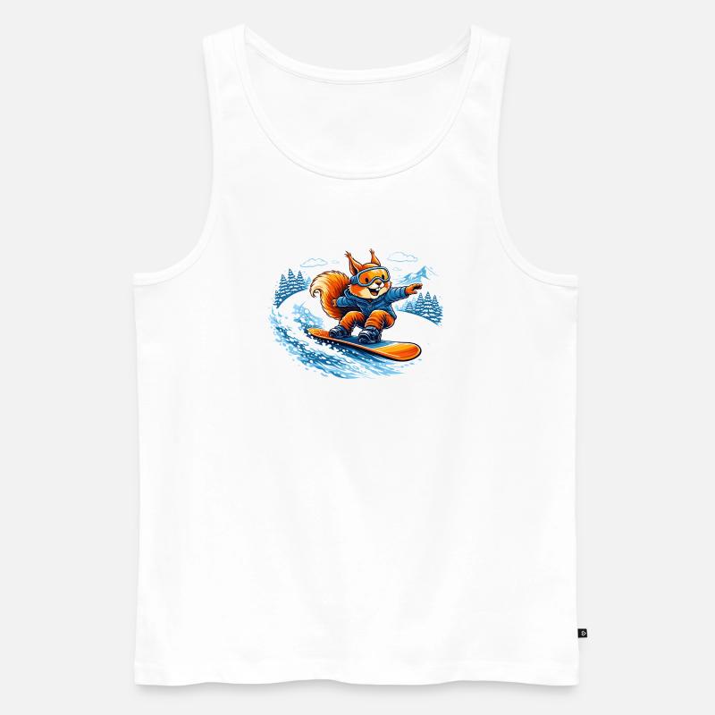 Lustiges Snowboard Eichhörnchen – Winter Fun - Männer Premium Bio Tank Top - Weiß