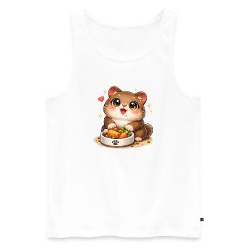 Kuschelkatzemit Futternapf - Männer Premium Bio Tank Top - Weiß - Vorne - AI Model Male 178 light (178cm)