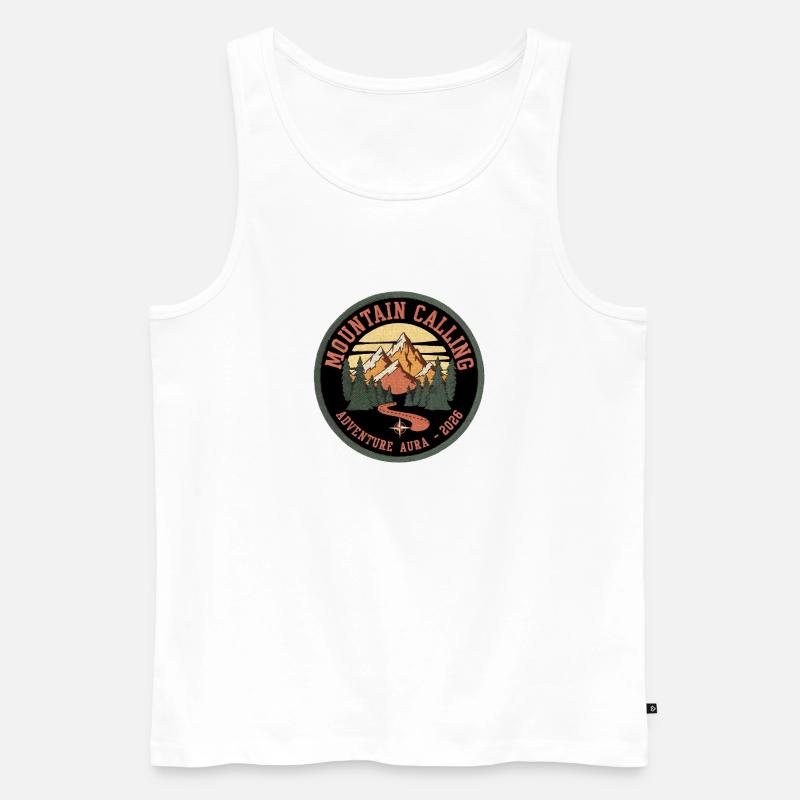 Bergruf Patch: Abenteuer Aura 2026 - Männer Premium Bio Tank Top - Weiß