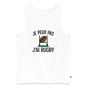 Je peux pas j'ai rugby - Débardeur bio Premium Homme - blanc - Devant - Michal (187cm)