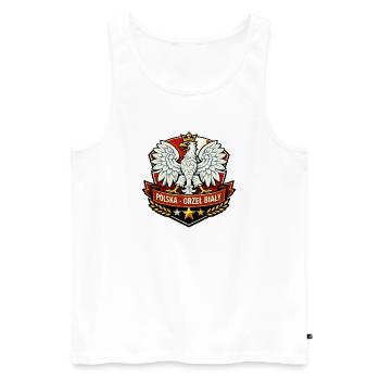 Polska Orzeł Biały Emblem - Männer Premium Bio Tank Top - Weiß - Vorne - AI Model Male 178 light (178cm)