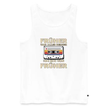 Früher war alles besser - Ich bin von früher - Männer Premium Bio Tank Top - Weiß - Vorne - AI Model Male 178 light (178cm)