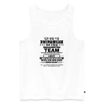 Stolzer Chef von einem engagierten Team - Men's Premium Organic Tank Top - white - Front - AI Model Male 178 light (178cm)