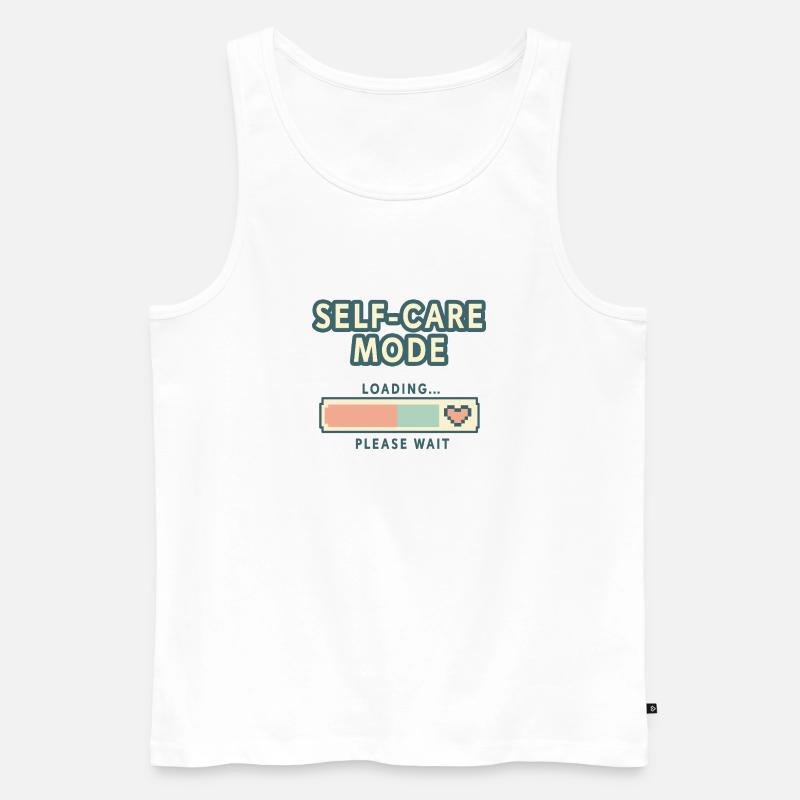 Self-Care Mode Loading - Retro Pixel Edition - Männer Premium Bio Tank Top - Weiß