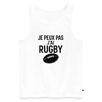 Je peux pas j'ai rugby - Débardeur bio Premium Homme - blanc - Devant - Michal (187cm)