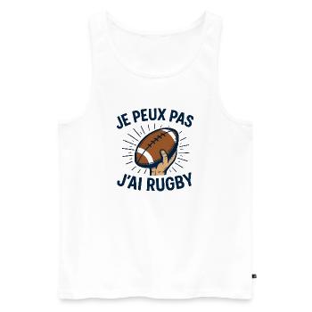 Je peux pas j'ai rugby - Débardeur bio Premium Homme - blanc - Devant - AI Model Male 178 light (178cm)