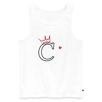 Buchstabe c Kronenherz - Männer Premium Bio Tank Top - Weiß - Vorne - AI Model Male 178 light (178cm)