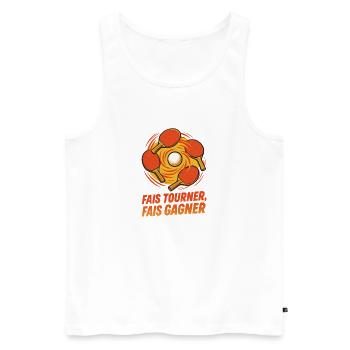 Fais tourner Fais gagner - Ping Pong - Débardeur bio Premium Homme - blanc - Devant - Michal (187cm)