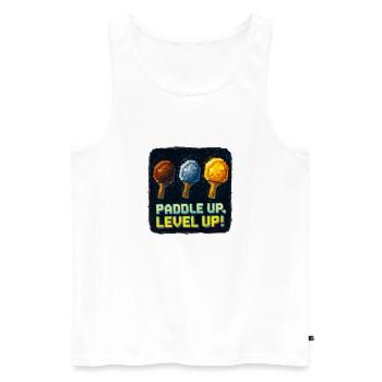 Paddle Up, Level Up Ping Pong - Men's Premium Organic Tank Top - white - Front - AI Model Male 178 light (178cm)