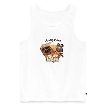 Analog Leben Retro Technik & Natur - Männer Premium Bio Tank Top - Weiß - Vorne - Michal (187cm)