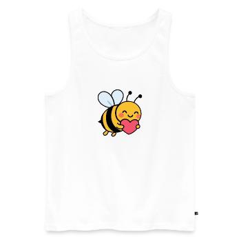 Happy bee with heart - Men's Premium Organic Tank Top - white - Front - AI Model Male 178 light (178cm)