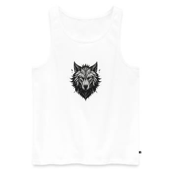 Night Stylized Wolf - Men's Premium Organic Tank Top - white - Front - Michal (187cm)