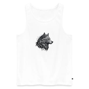 Geometrischer Schwarzer Wolf - Männer Premium Bio Tank Top - Weiß - Vorne - AI Model Male 178 light (178cm)
