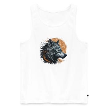 Schwarzer Wolf unter dem goldenen Mond - Männer Premium Bio Tank Top - Weiß - Vorne - AI Model Male 178 light (178cm)