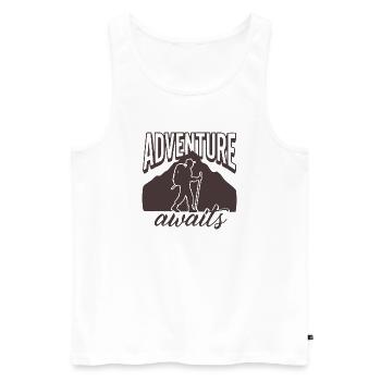 Randonnée d’aventure en montagne - Débardeur bio Premium Homme - blanc - Devant - AI Model Male 178 light (178cm)