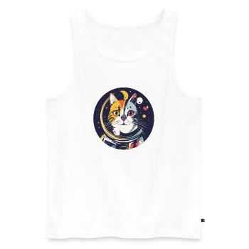 Cats Cosmos Astronaut Space Cat Portrait - Men's Premium Organic Tank Top - white - Front - AI Model Male 178 light (178cm)
