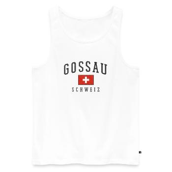 Gossau Switzerland Vintage Logo - Men's Premium Organic Tank Top - white - Front - Michal (187cm)