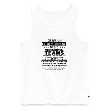 die stolze Chefin dieses verrückten Teams - Men's Premium Organic Tank Top - white - Front - Michal (187cm)