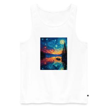 Kayak Van Gogh Nuit étoilée - Débardeur bio Premium Homme - blanc - Devant - Michal (187cm)