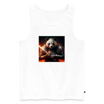 Panda warrior in fire armor - Men's Premium Organic Tank Top - white - Front - AI Model Male 178 light (178cm)